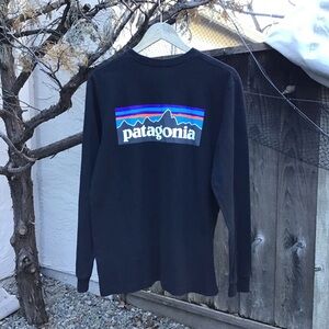 Patagonia P 6 Logo Responsibili-tee Long Sleeve T Shirt Black Medium Regular
